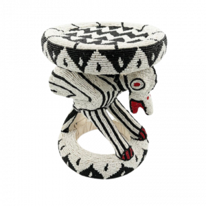 Royal Beaded Bamileke Stool Bird Red Eyes