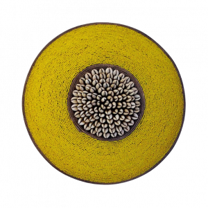 Bamileke Shield beads cowries yellow