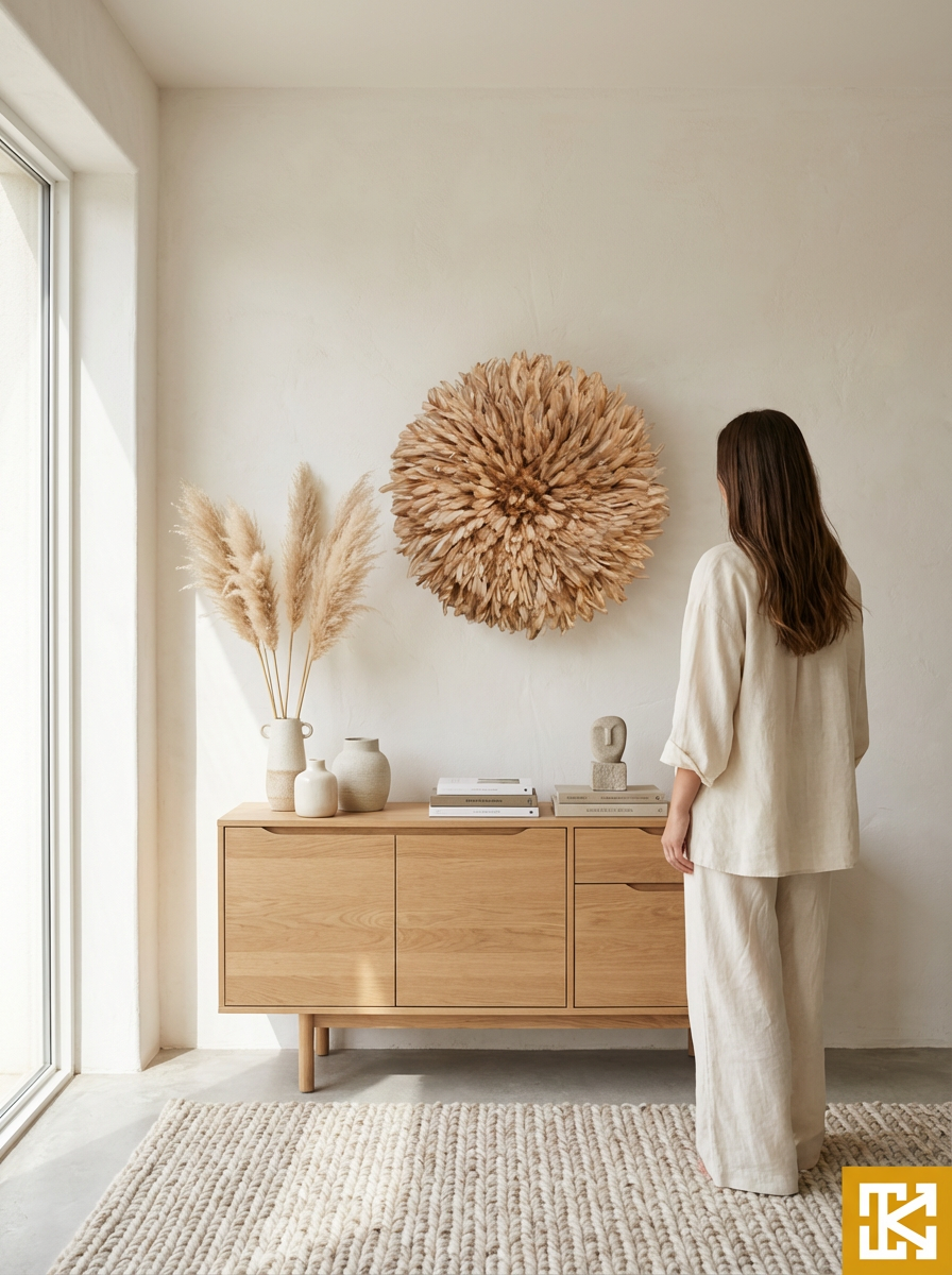 african juju hat wall art interior styling artisanat feather elegance juju hatt konst väggdekoration decorazione murale decoración mural ديكور جداري 非洲艺术墙面装饰 日本アート壁飾り